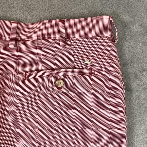 Peter Millar Shorts Mens 35 Red Micro Check Crown Sport Golf Chino Performance - Picture 7 of 13
